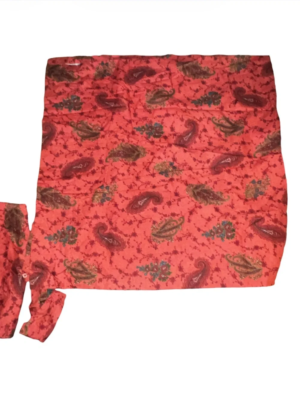 2 pair “Raj” Red Paisley Floral Rod Pocket Drapery Drapes Curtains Panels 40x84”